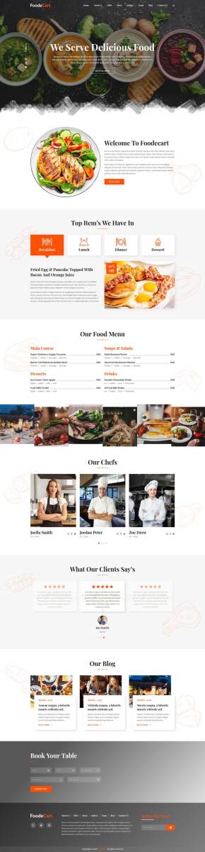 响应式餐厅美食主页HTML模板